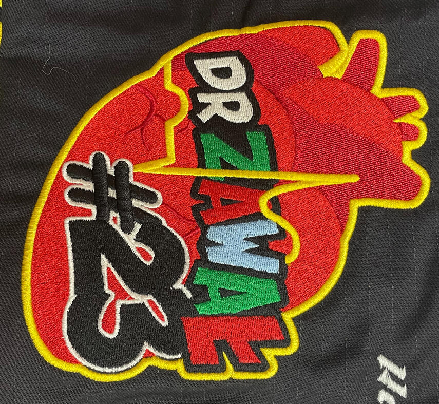 Profesjonalny Haft serca "DrZawał" na ogrzewacz do kół